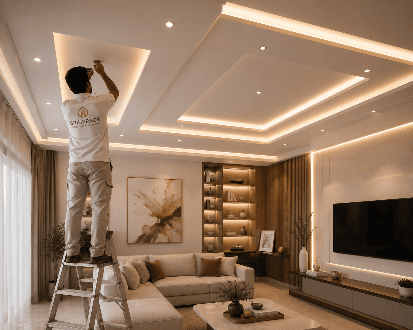 False ceiling and lighting